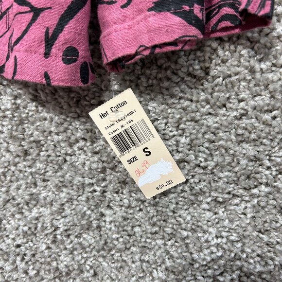 Hot Cotton By Marc Ware Womens S Pink & Black Graphic Print 100% Linen Top - Picture 5 of 9
